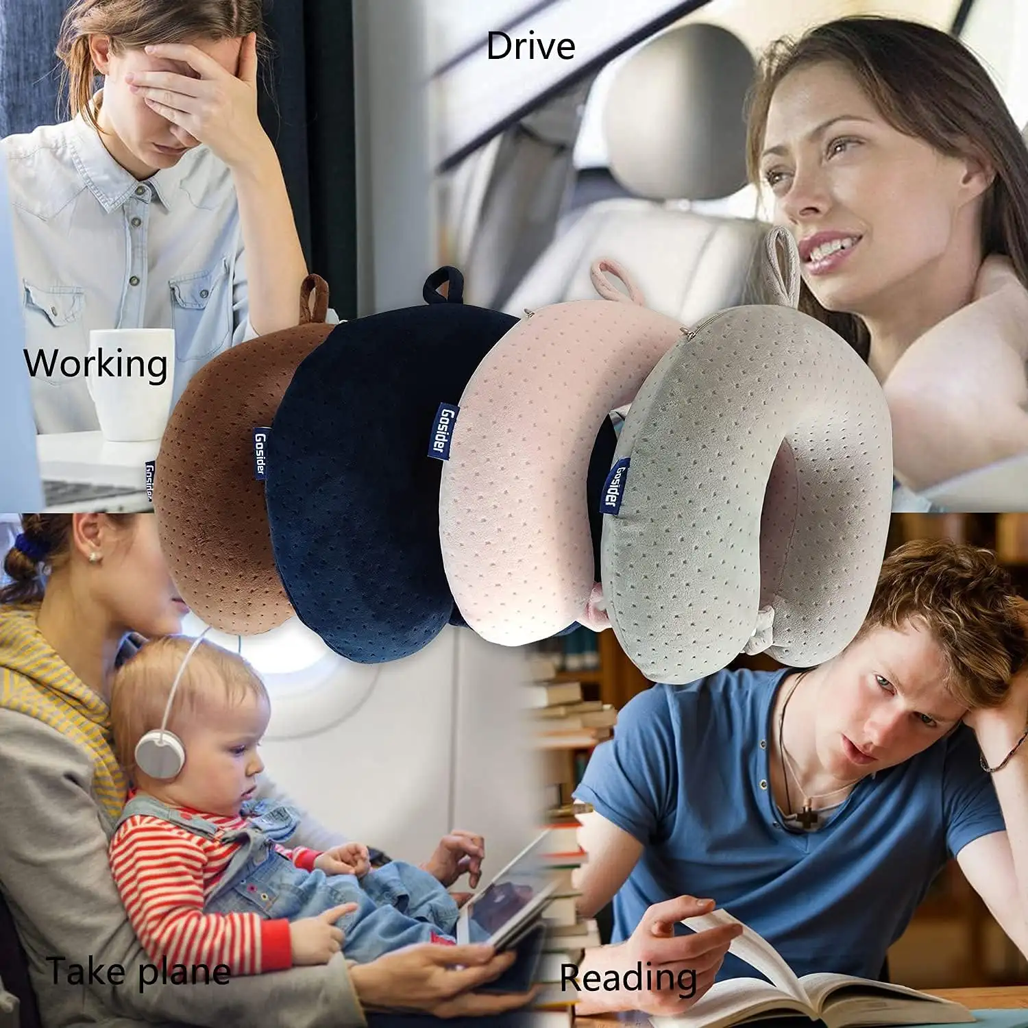 Gosider Neck Pillows for Sleeping Travel Pink Travel Pillow Comfortable U Shape Memory Foam Pillows - 71ZugH2VTL._AC_SL1500_